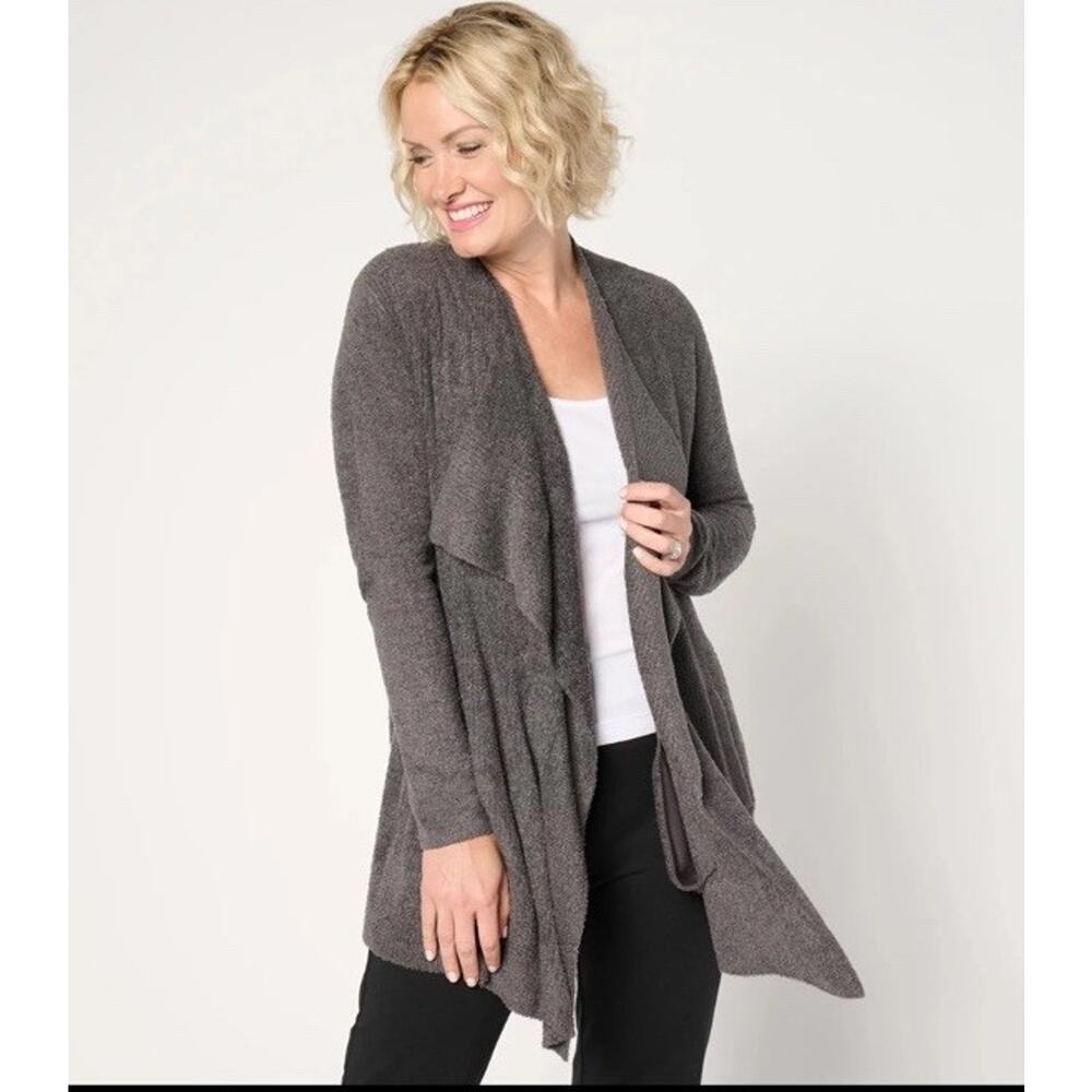 Barefoot Dreams Regular CozyChic Lite Ribbed Island Wrap Cardigan Carbon S/M